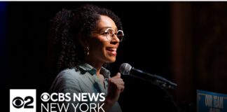 Darializa Avila Chevalier speaks to supporters after N.Y. ...