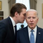 Biden Grants Given Based on Race! – Investigation A man whispering to another man with a surprised expression in a formal setting