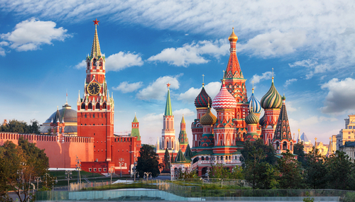 Kremlin and Saint Basil's Cathedral in Moscow, Russia.